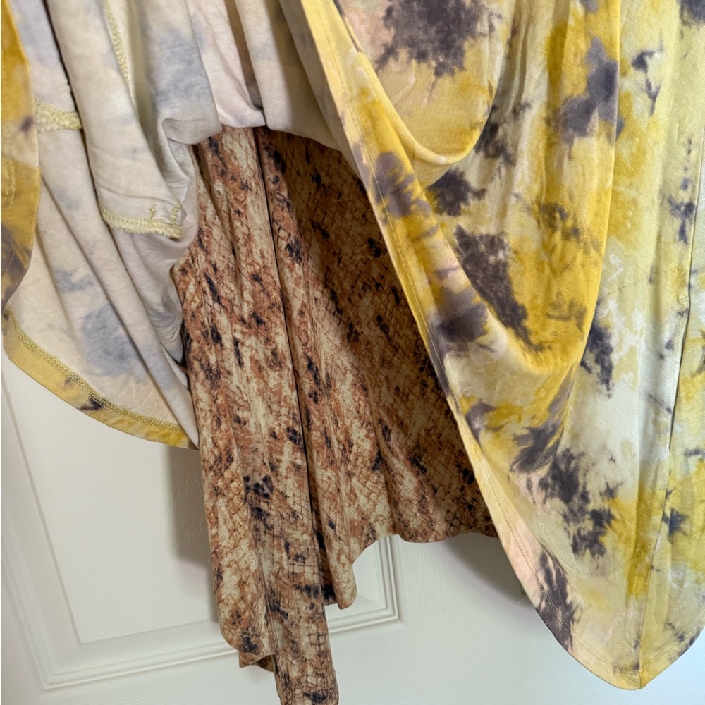 LOGO by Lori Goldstein knit Mustard multicolor Tie-Dye short dress/long top. - Picture 3 of 5